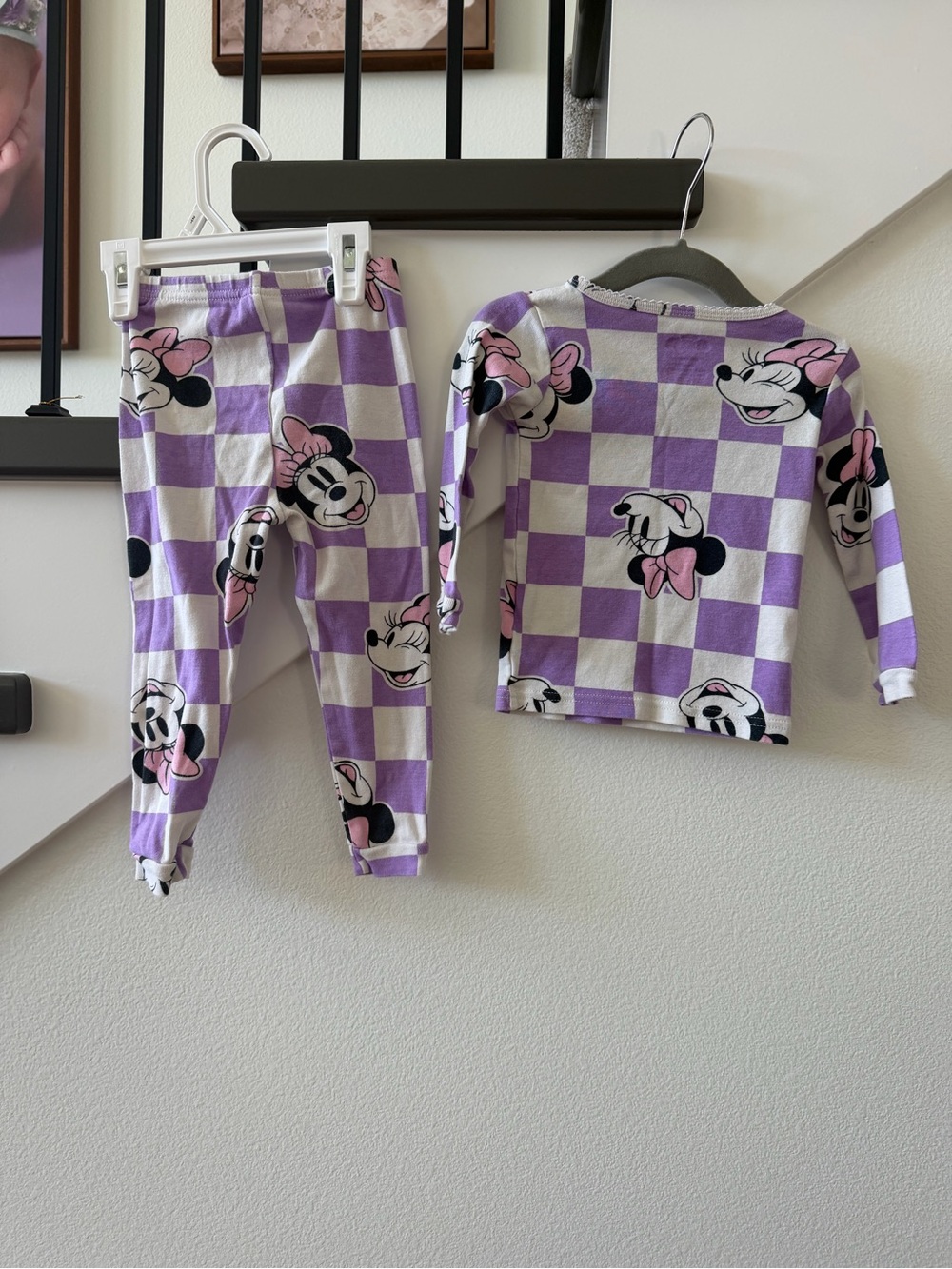 Disney Purple and White Minnie Mouse Check Pajama Set
